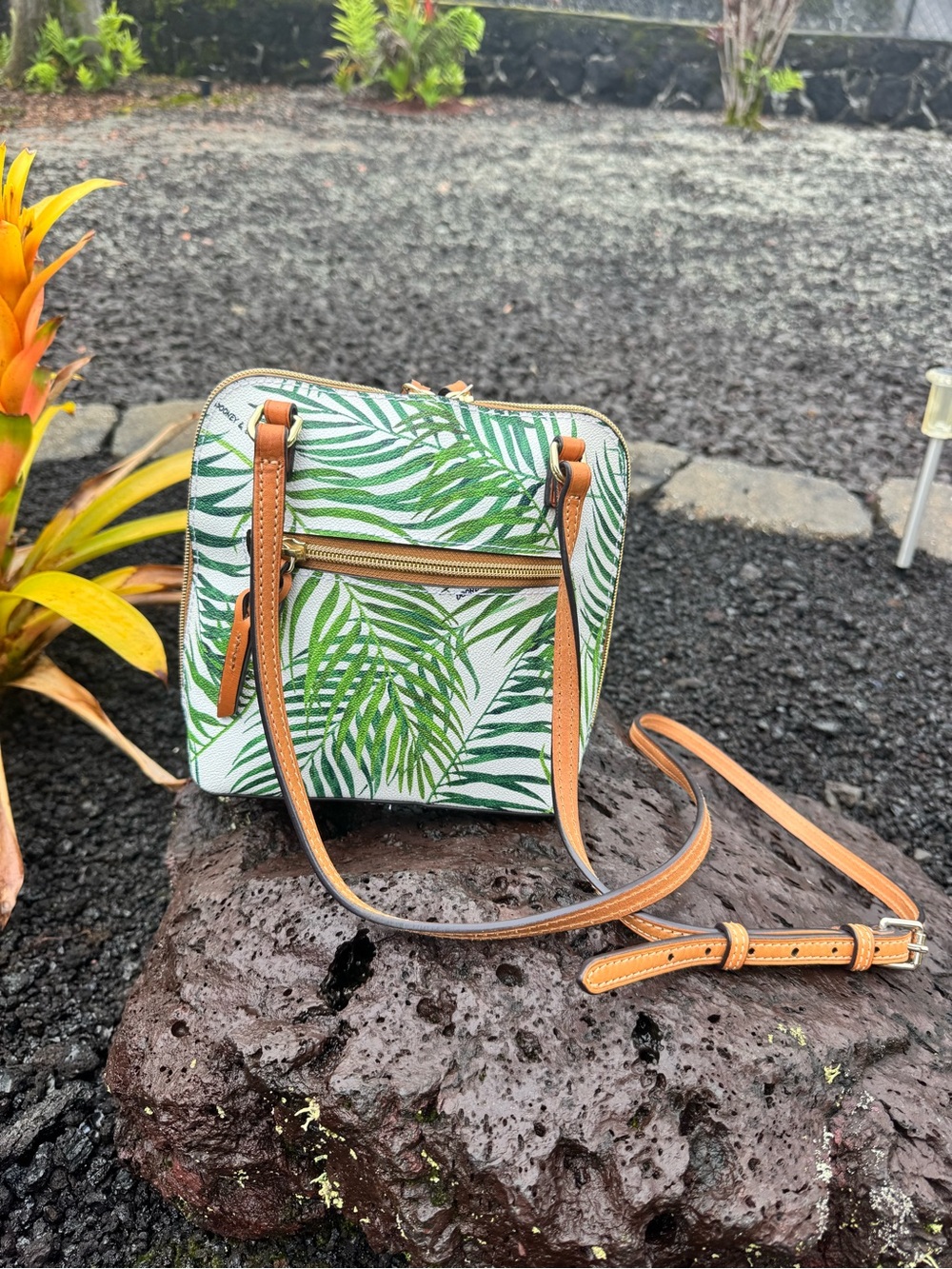 Dooney & Bourke Palm Leaf Print Crossbody Bag Tropical Mini Purse - Picture 5 of 14